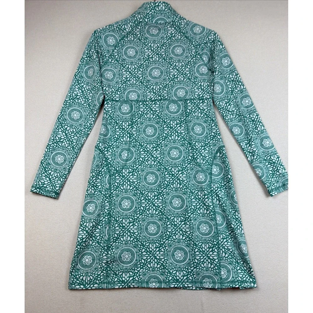Soybu Dress Women's Size Small Green White Mock Neck Sport Quarter Zip Athletic